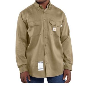 Carhartt Khaki Button-Up Work Shirt flame resistant. New in the packaging. 3XLT